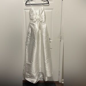 NWT Lulus White Taffeta Rosette Maxi Dress size XS